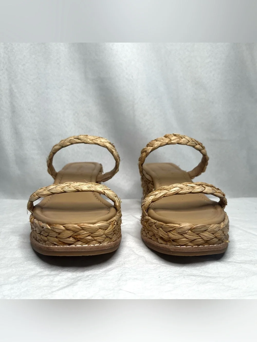 Splendid Raffia Platform Wedge Slide Sandals Natural Size 6 Like New
